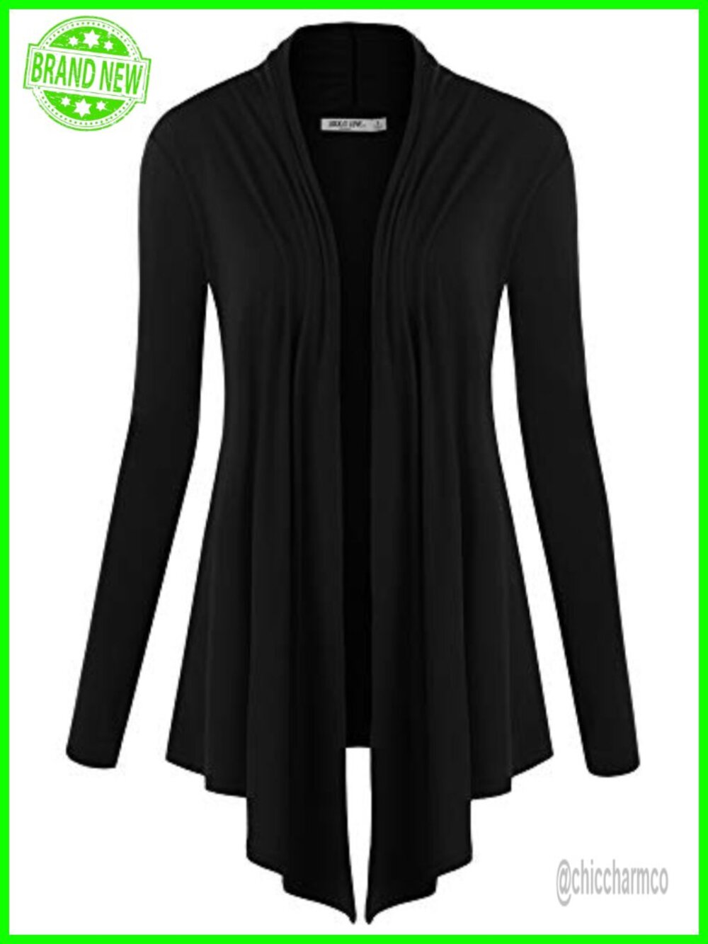 Women's Lightweight Draped Open Front Cardigan Asymmetrical Hem Long Sleeve
